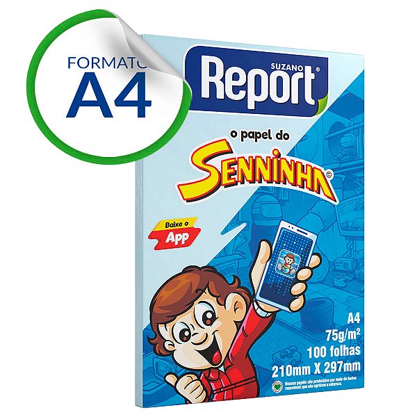 Papel Sulfite A4 Azul Report Senninha 100 Folhas 75g/m²