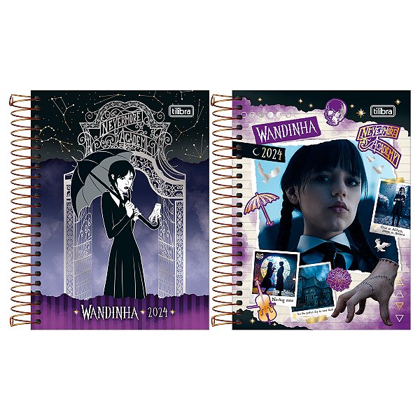 Agenda 2024 Wandinha Diária Espiral Capa Dura M4 (11,7 X 16,4cm) 176 Folhas Tilibra Ref: 349275