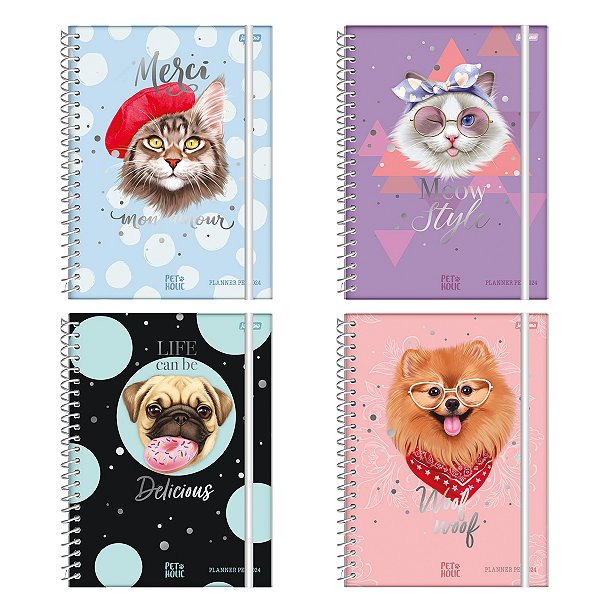 Agenda 2024 Planner Pets Holic Espiral Capa Dura (17,7 X 24cm) 160 Folhas Jandaia Ref: 74726