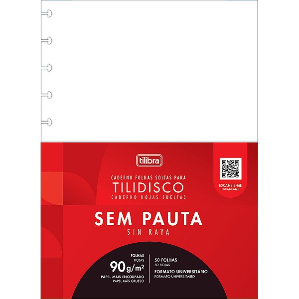 Refil Universitário Grande Tilidisco Branco Sem Pauta 50 Folhas 90g/m² Tilibra Ref: 341797