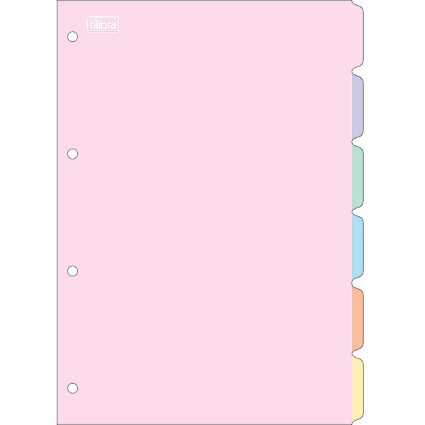 Divisórias Colegial Médio Fichário Argolado Academie Tons Pastel 6 Unidades Papel Tilibra Ref: 322644