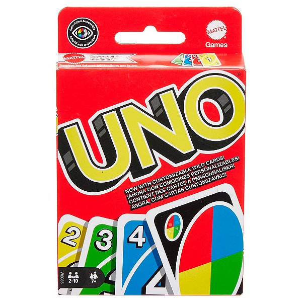 Jogo De Baralho Uno Tradicional Cartas Peronalizadas Acessível Daltonismo 112 Cartas Mattel Ref: W2085