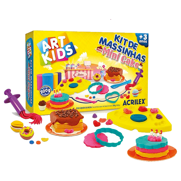 Massa De Modelar Acrilex Kit Mini Cake 200g 11 Peças Ref: 40071