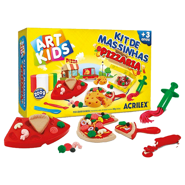 Massa De Modelar Acrilex Kit Pizzaria 200g 7 Peças Ref: 40068