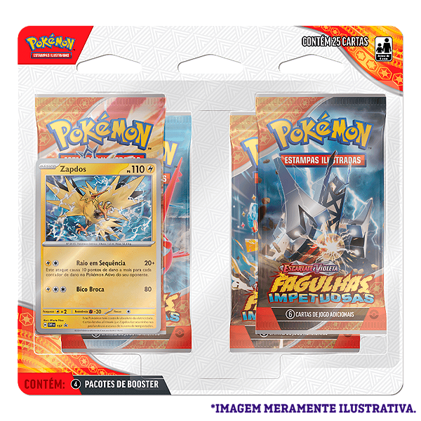 Jogo De Carta Pokemon Deck Escarlate E Violeta 8 Fagulhas Impetuosas Zapdos Com 25 Cartas Copag