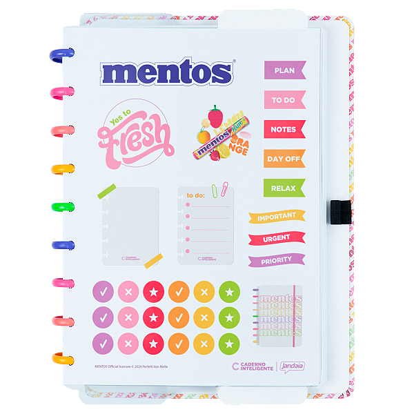 Caderno 1x1 Matéria Colegial Médio Mentos Disco Capa Dura 80 Folhas 90g/m² Caderno Inteligente Jandaia Ref: 77602