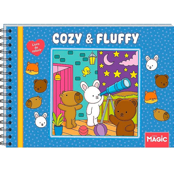 Livro Para Colorir Bobbie Goods Cozy E Fluffy Azul Espiral Capa Dura 96 Páginas 180g/m² Magic Kids Ref: 584716