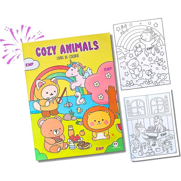 Livro Para Colorir Bobbie Goods Cozy Animals Amarelo 32 Páginas 150g/m² Ciranda Cultural