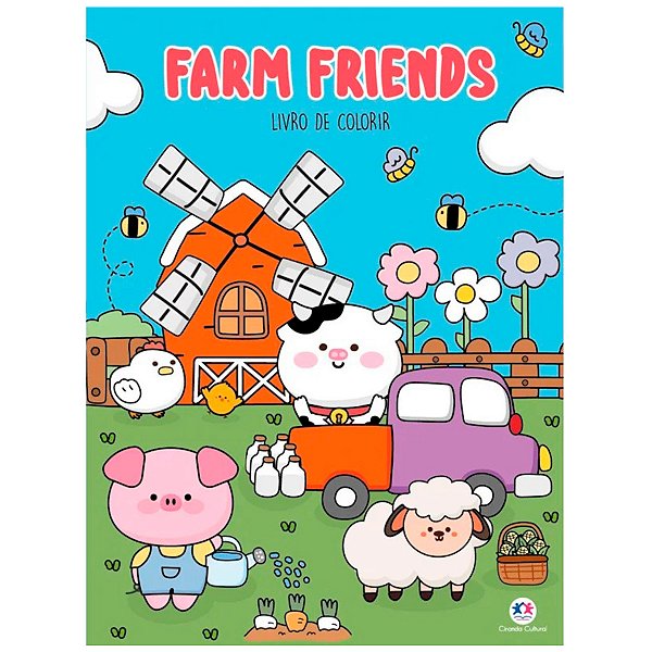 Livro Para Colorir Bobbie Goods Farm Friends Azul 32 Páginas 150g/m² Ciranda Cultural