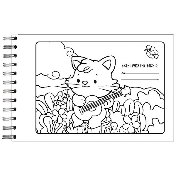 Livro Para Colorir Tipo Bobbie Goods Kittie Cutes Gato Verde Espiral Capa Dura 64 Páginas 150g/m² Vale Das Letras
