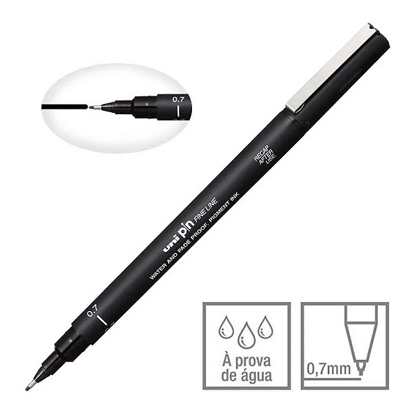 Caneta Nankin Preto 0.7 mm Uni Pin Fine Line Descartável Pin 07-200 Mitsubishi
