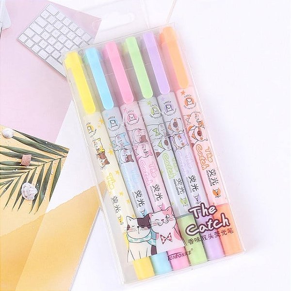 Marca Texto Ponta Dupla The Catch 6 Cores Tons Patel TenFon Ref: H2303-6