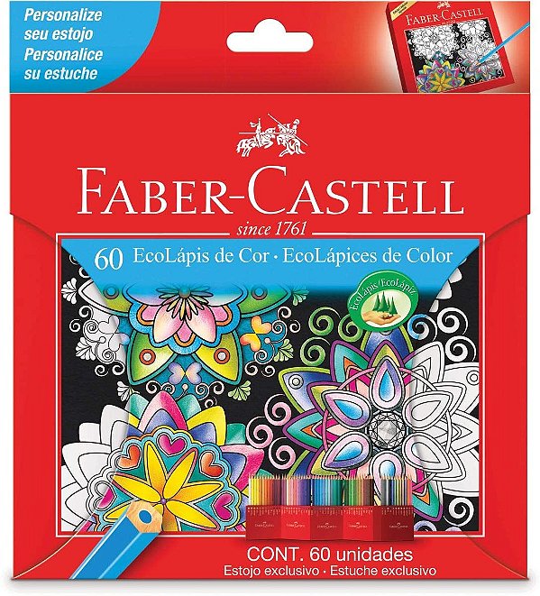 Lápis de Cor Faber Castell Sextavado 60 Cores Ref: 120160G