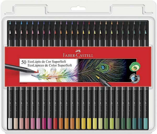 Lápis de Cor Faber Castell Super Soft Redondo 50 Cores Ref: 120750SOFT