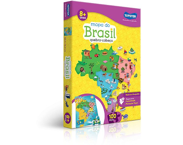 Quebra-Cabeça Mapa do Brasil com 100 peças Toyster Ref: 2063