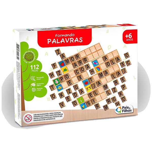 Jogo Pedagógico Formando Palavras De Madeira Pais E Filhos Ref: 2906