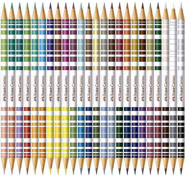 Lápis De Cor Faber Castell Redondo Bicolor 48 Cores (24 Lápis Ponta Dupla) Ref: 120624G