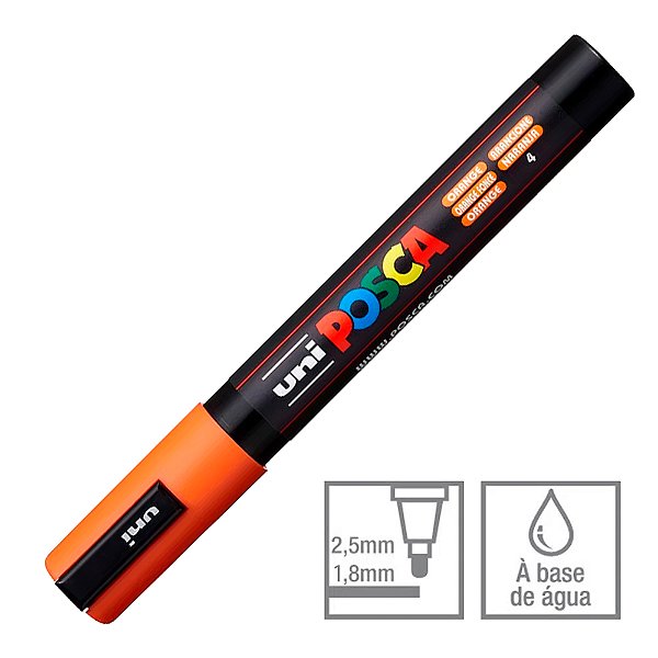 Caneta Marcador Posca 4 Laranja PC-5M 1.8 - 2.5 mm Uni