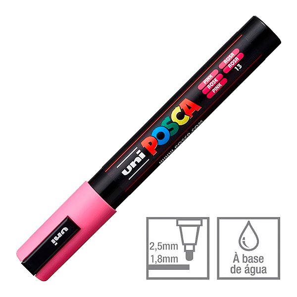 Caneta Marcador Posca 13 Rosa PC-5M 1.8 - 2.5 mm Uni