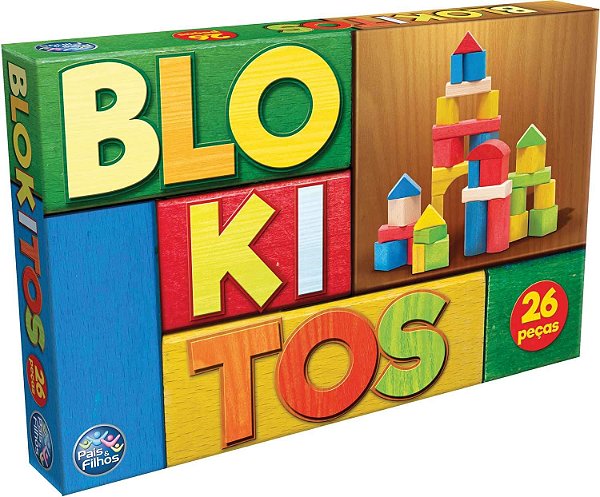 Jogo Blokitos com 26 peças em Madeira Pais e Filhos Ref:7437