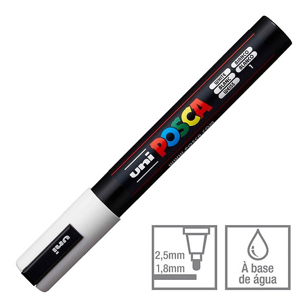 Caneta Marcador Posca 1 Branca PC-5M 1.8 - 2.5 mm Uni