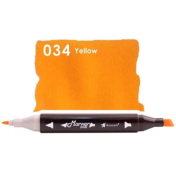 Caneta Marcador Permanente Duas Pontas 034 Yellow Amarelo Bismark