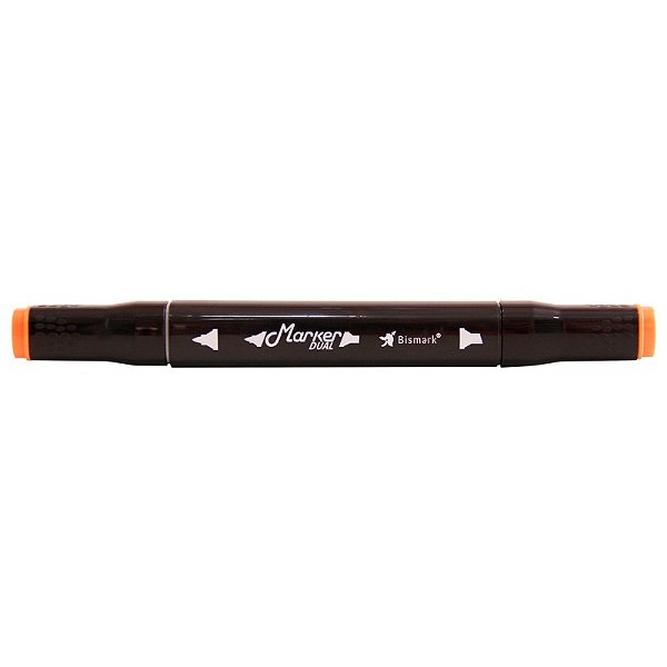 Caneta Marcador Permanente Duas Pontas 023 Orange Laranja Bismark