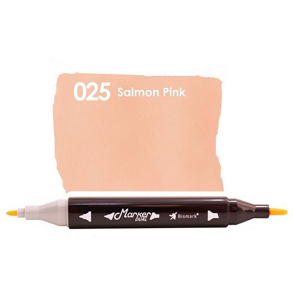 Caneta Marcador Permanente Duas Pontas 025 Salmão Pink Bismark