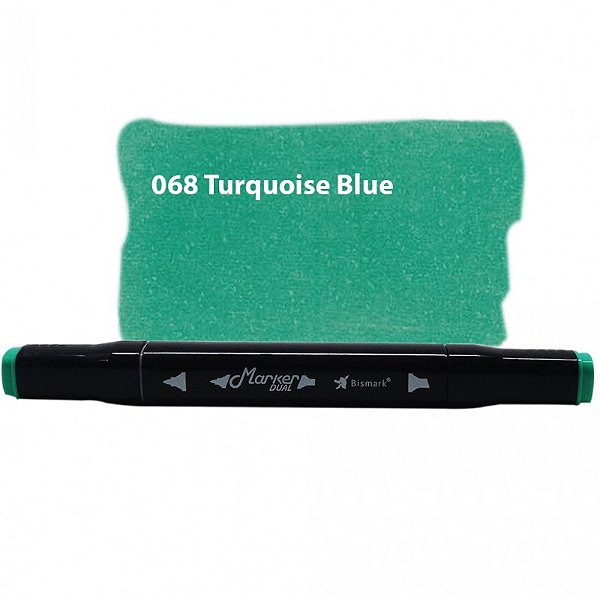 Caneta Marcador Permanente Duas Pontas 068 Turquoise Blue Bismark