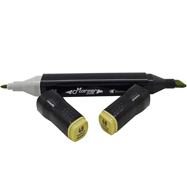Caneta Marcador Permanente Duas Pontas 048 Yellow Green Bismark
