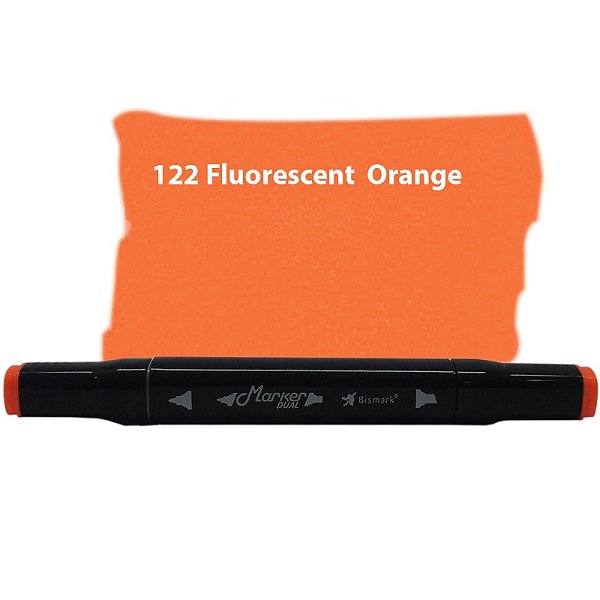 Caneta Marcador Permanente Duas Pontas 122 Fluorescent Orange Bismark