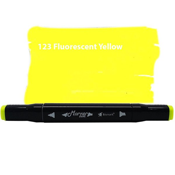 Caneta Marcador Permanente Duas Pontas 123 Amarelo Fluorescente Bismark