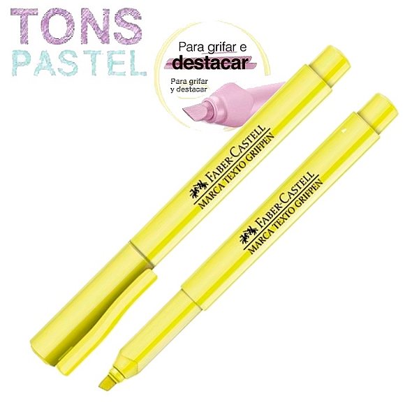 Marca Texto Tons Pastel Amarelo Grifpen Faber Castell Ref: MT/AMTPZF
