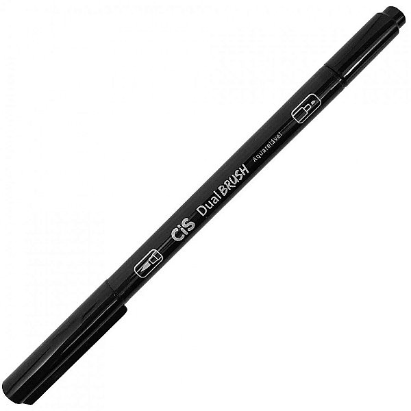 Caneta Dual Brush 01 Preto Aquarelável Cis