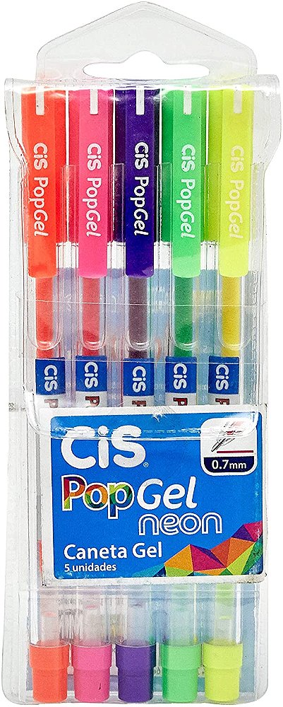 Caneta Pop Gel Neon 0.7 com 5 unidades Cis