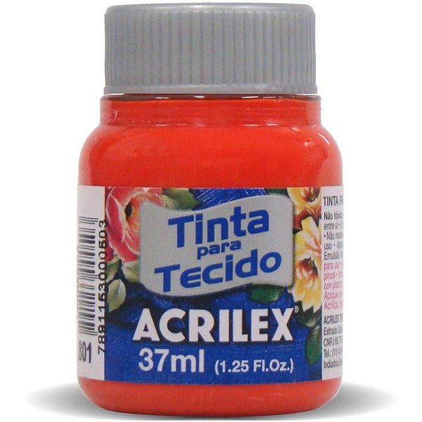 Tinta para Tecido Fosca 801 Tangerina 37 ml Acrilex