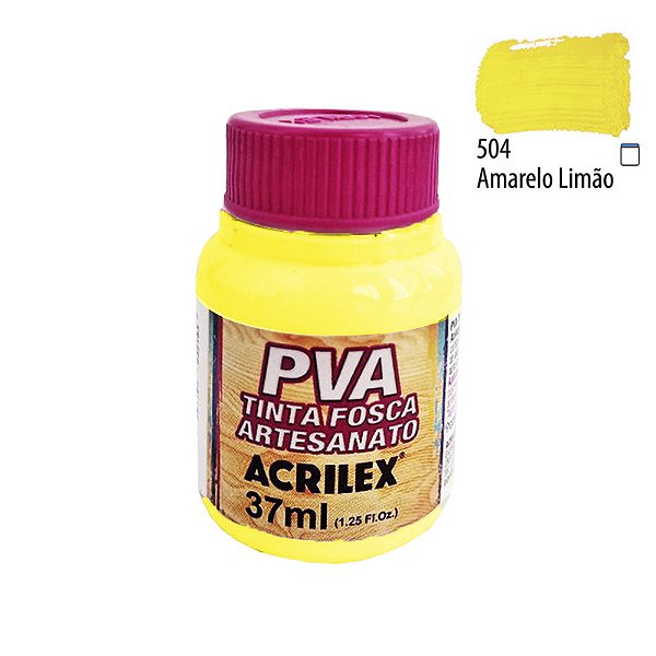 Tinta PVA Fosca 504 Amarelo Limão 37 ml Acrilex