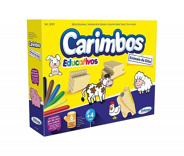 Carimbo Pedagógico Animais do Sítio para Colorir com 6 Peças Xalingo Ref: 5078-7