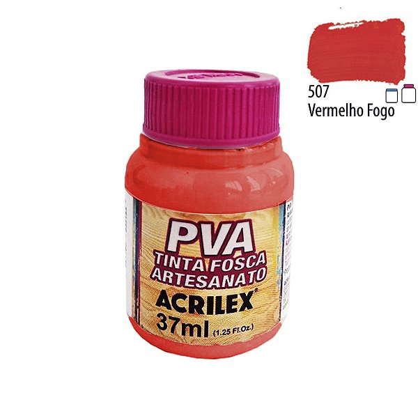 Tinta PVA Fosca 507 Vermelho Fogo 37 ml Acrilex