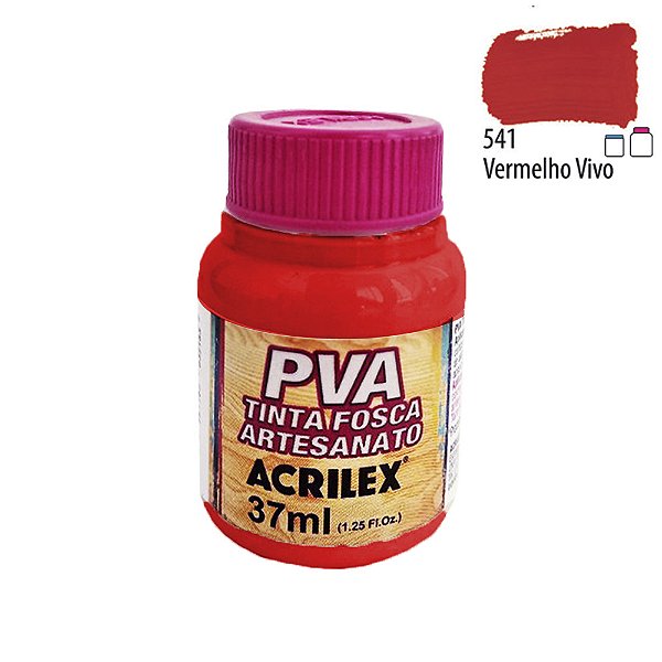 Tinta PVA Fosca 541 Vermelho Vivo 37 ml Acrilex