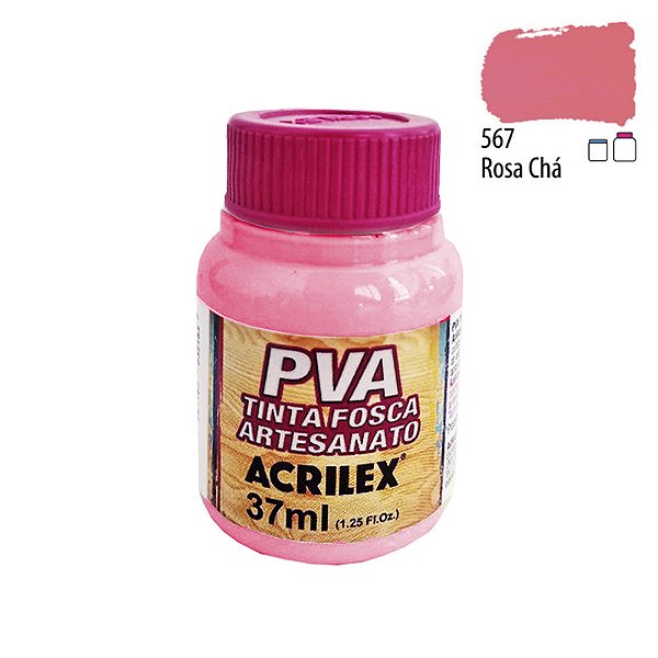 Tinta PVA Fosca 567 Rosa Chá 37ml Acrilex Ref: 03240