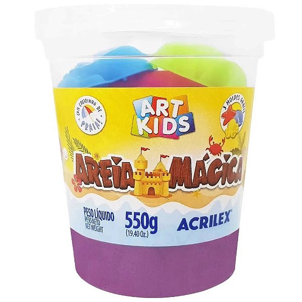 Areia Mágica 106 Roxo 550 g com 3 Acessórios Art Kids Acrilex Ref: 05950