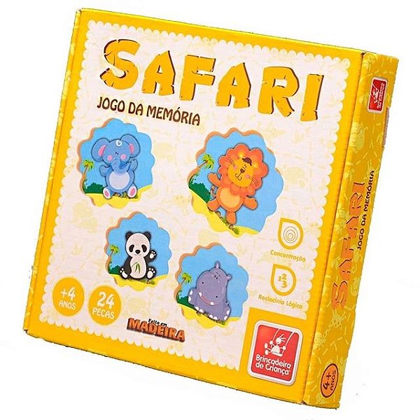 Jogo da Memória Safari com 24 Peças em Madeira Brincadeira de Criança Ref: 8351