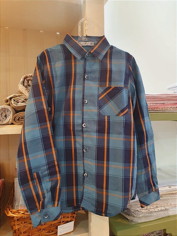 Camisa manga longa xadrez verde petroleo