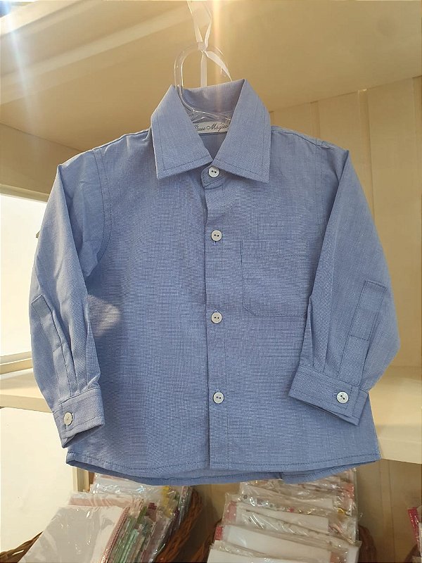 Camisa manga longa chambray azul