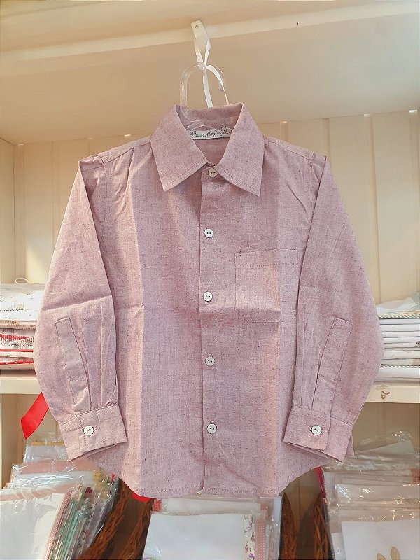Camisa manga longa chambray vermelho