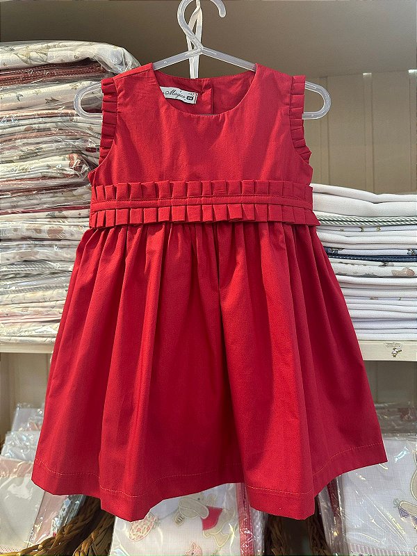 Vestido cinto pregueado vermelho