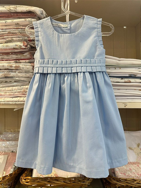 Vestido cinto pregueado azul