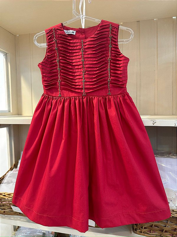 Vestido raminho de flores vermelho