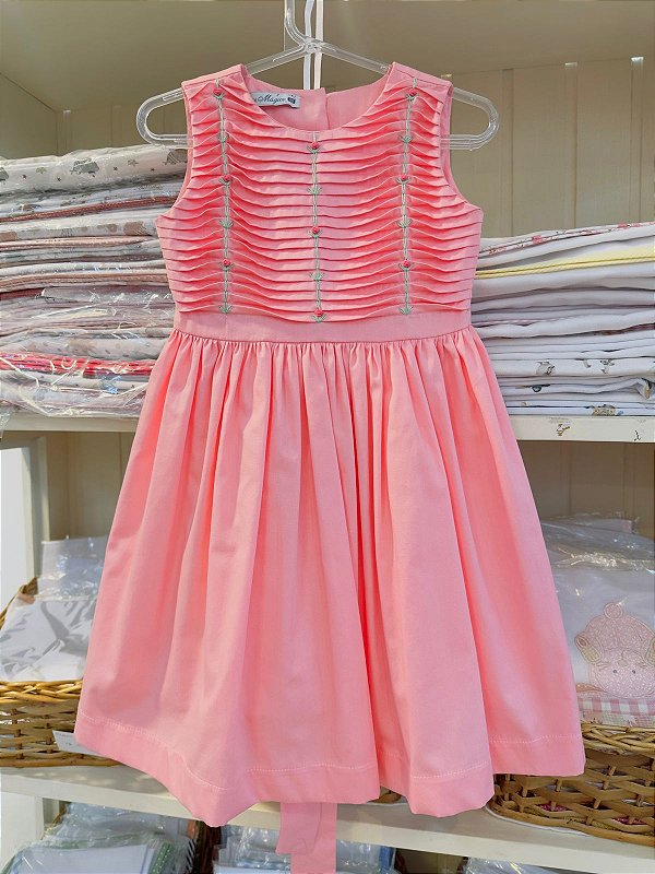 Vestido preguinhas rosa chiclete